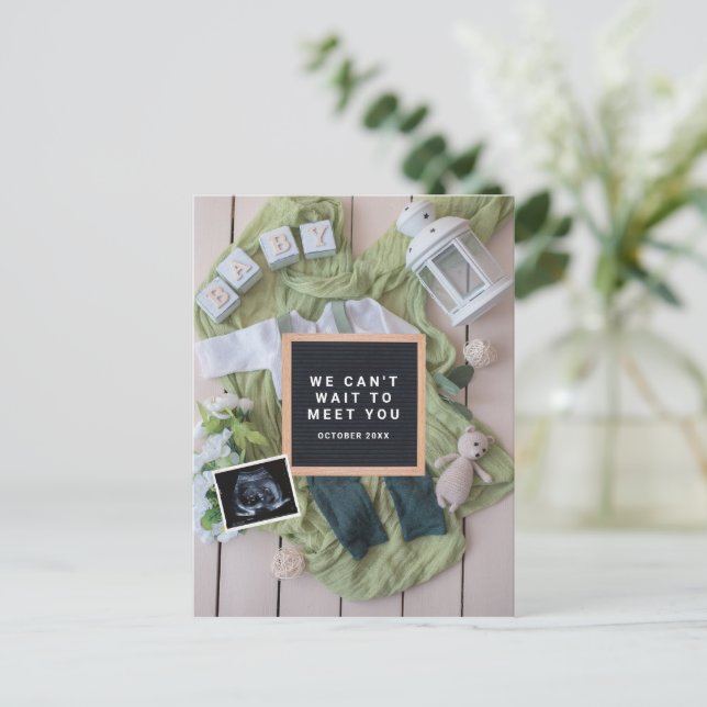 Postale Annonce de grossesse carte de bienvenue bébé, Genr (Debout devant)