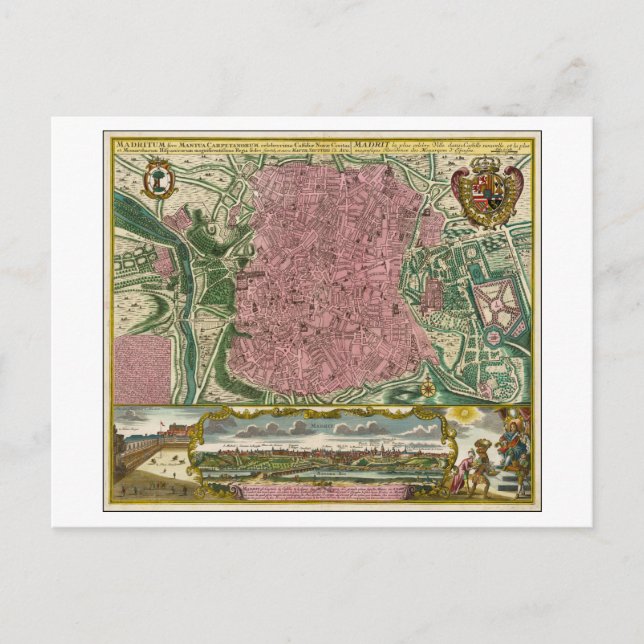 Postale Antique 1730 Carte de Madrid, Espagne, (Devant)