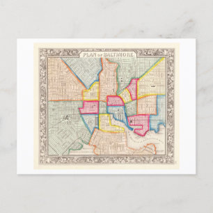 Postale Antique 1867 Carte de Baltimore, Maryland,