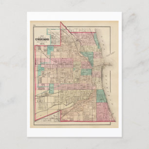 Postale Antique 1873 Carte de Chicago, Illinois,