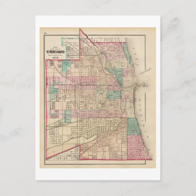 Postale Antique 1873 Carte de Chicago, Illinois, (Devant)