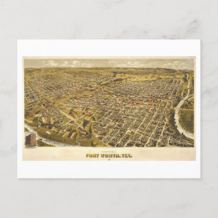 Postale Antique 1891 Carte de Fort Worth, Texas,
