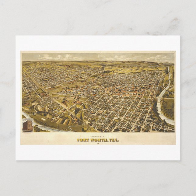 Postale Antique 1891 Carte de Fort Worth, Texas, (Devant)