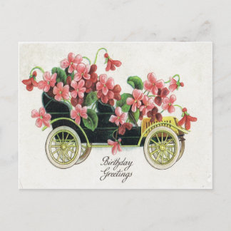 Postale Antique Anniversaire Post Carte Rose Violet Antiqu