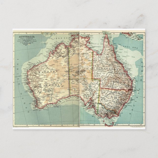 Postale Antique continent australien Vintage carte détaill (Devant)