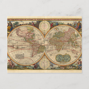 Postale Antique vieille carte du monde rare et historique