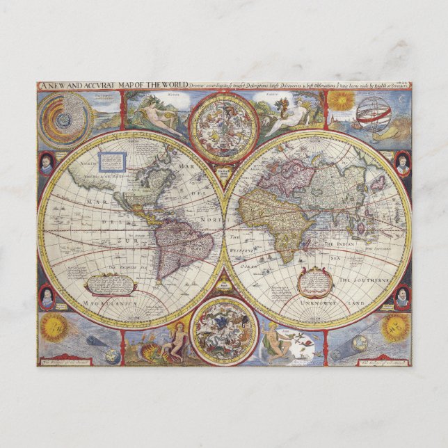 Postale Antique vieille carte générale du monde (Devant)