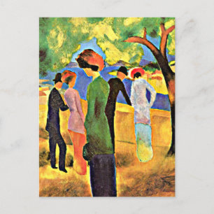 Postale Août Macke - Une femme avec une carte verte