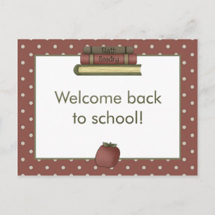 Postale Apple et livre Bienvenue Retour à l'école Carte po
