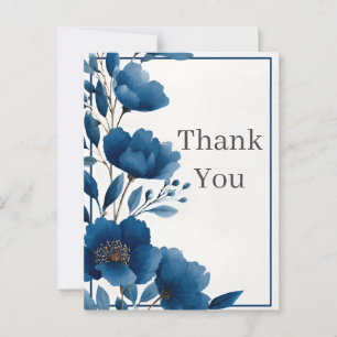 Postale Aquarelle bleu foncé Carte de remerciements