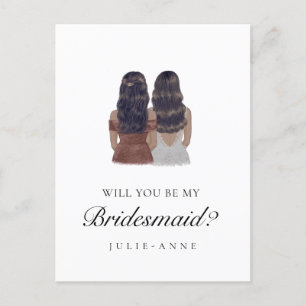Postale Aquarelle Brunette Proposition de servante Carte p