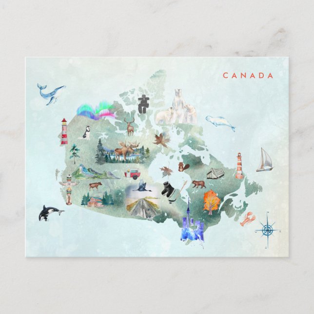 Postale Aquarelle Carte illustrée de l'art canadien (Devant)