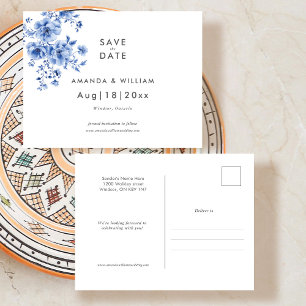 Postale Aquarelle Chinoiserie Enregistrer la date Carte po
