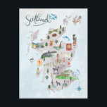 Postale Aquarelle illustrée Carte de l'Art écossais<br><div class="desc">Un art parfait pour tous ceux qui aiment l'Ecosse. Ajoutez votre libellé personnalisé à cette conception à l'aide des cases "Modifier ce modèle de conception" situées à droite de l'élément, ou cliquez sur le bouton bleu "Customiser" pour arranger le texte, modifier les polices et les couleurs et ajouter des informations...</div>