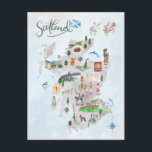 Postale Aquarelle illustrée Carte de l'Art écossais<br><div class="desc">Un art parfait pour tous ceux qui aiment l'Ecosse. Ajoutez votre libellé personnalisé à cette conception à l'aide des cases "Modifier ce modèle de conception" situées à droite de l'élément, ou cliquez sur le bouton bleu "Customiser" pour arranger le texte, modifier les polices et les couleurs et ajouter des informations...</div>