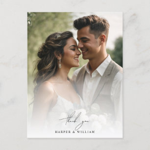 Postale aquarelle marguerite merci photo mariage Carte pos