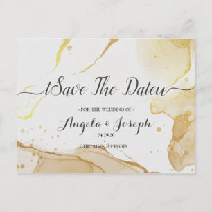 Postale Aquarelle moderne or Enregistrer la date Carte pos