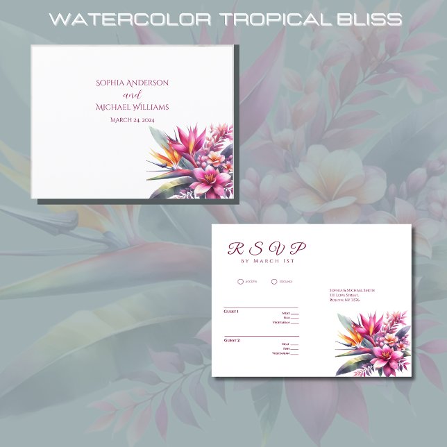 Postale Aquarelle Tropicale Bliss-RSVP-Mariage - Carte pos (Watercolor Tropical Bliss RSVP)