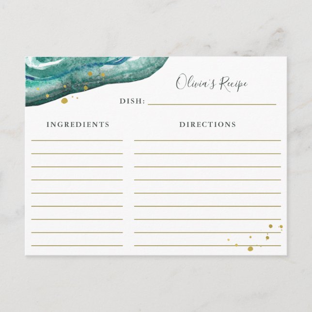 Postale Aquarelle Turquoise et Gold Geode | Carte de recet (Devant)