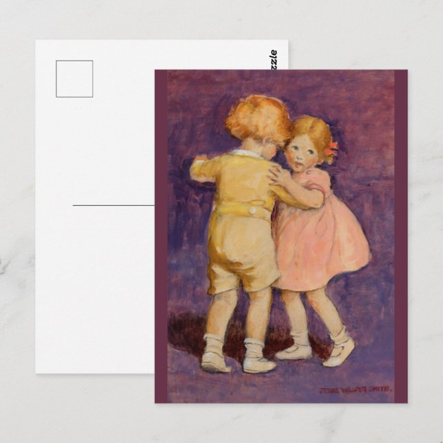 Postale Aquarelle vintage Plum Purple Danser | Carte posta (Devant / Derrière)
