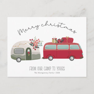 Postale Arbre de Noël du Camping vintage   Carte de Noël