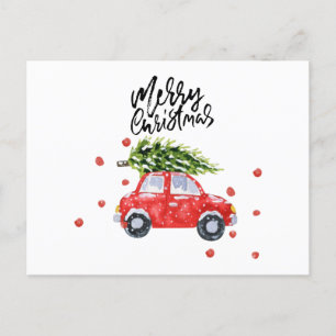 Postale Arbre de Noël sur la carte rouge