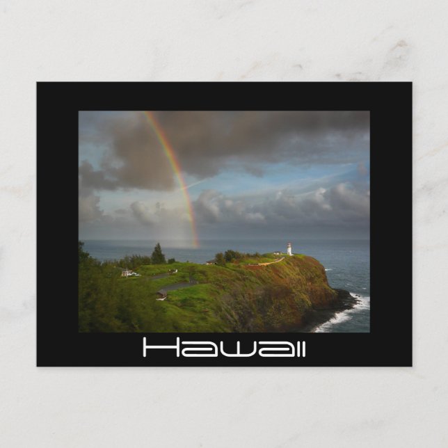 Postale Arc en ciel au-dessus du phare de Kilauea carte po (Devant)