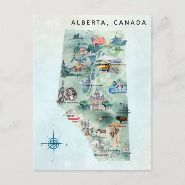 Postale Art de carte illustrée de l'Alberta Canada à l'aqu (Devant)
