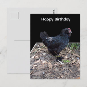 Postale Art de poulet noir en relief, Carte d'anniversaire