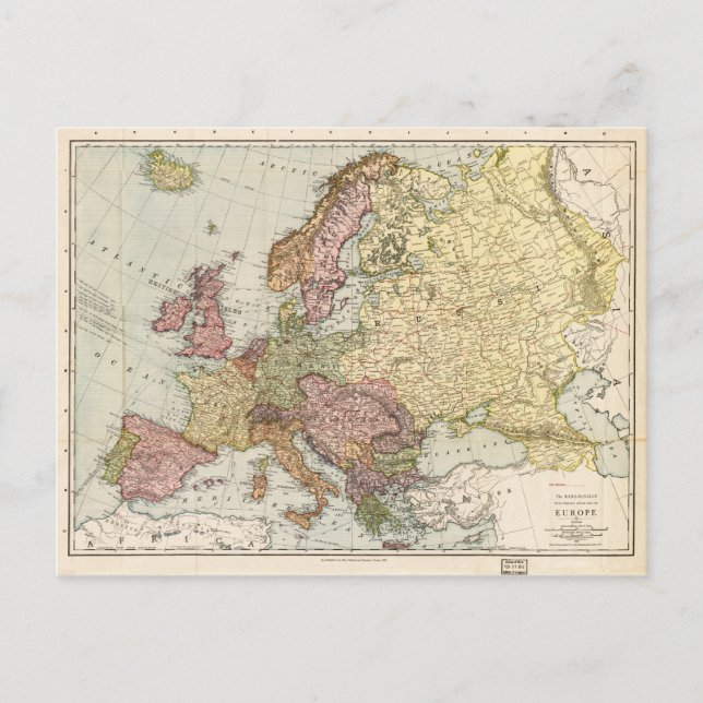 Postale Atlas Carte de l'Europe (1912) (Devant)