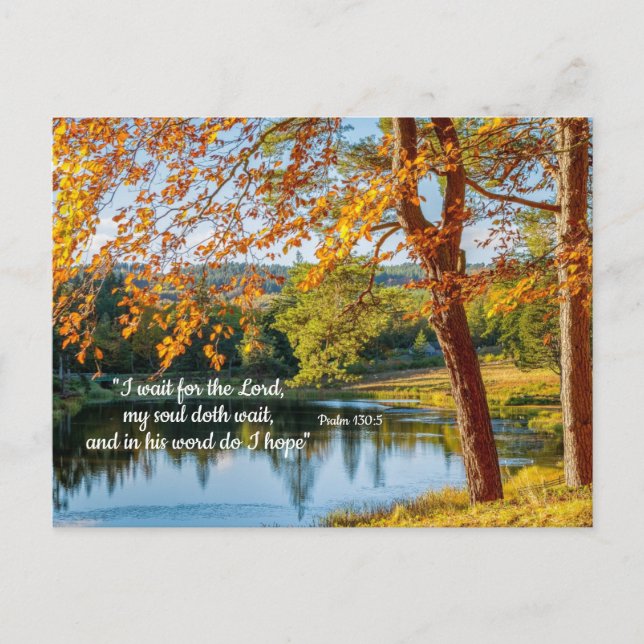 Postale Attendez le Seigneur, l'Espoir dans Sa Carte Verte (Devant)