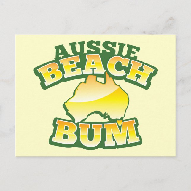 Postale Aussie Beach Bum ! avec carte australienne (Devant)
