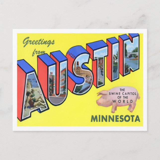 Postale Austin, Minnesota Vintage Big Lettres Carte postal (Devant)