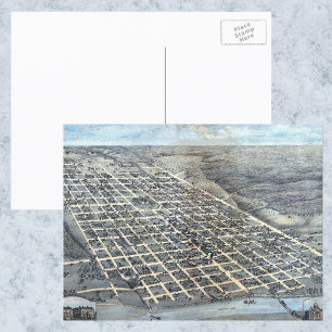 Postale Austin, Texas Antique Aerial City Carte de 1873