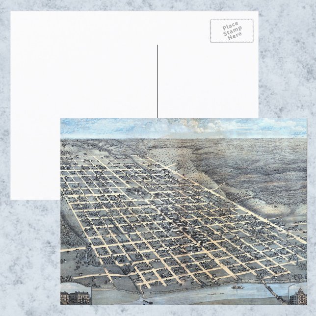 Postale Austin, Texas Antique Aerial City Carte de 1873 (Créateur téléchargé)