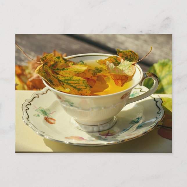 Postale Automne Feuilles Anglais Thé Automne Cottage Carte (Devant)