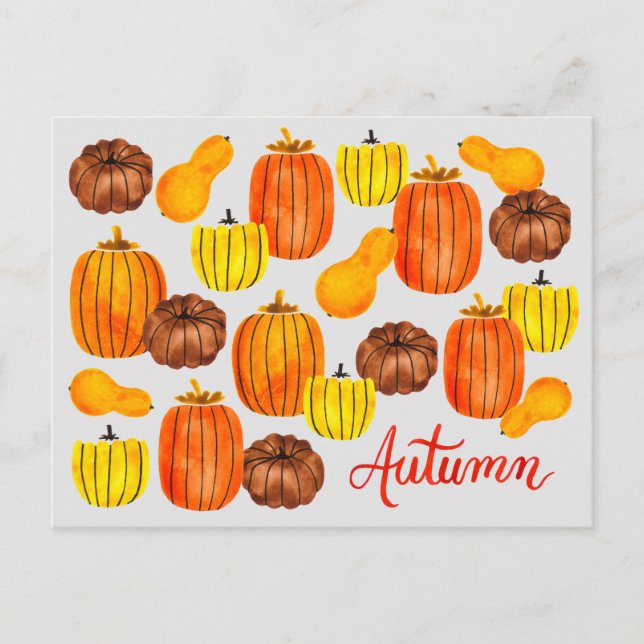 Postale Automne Harvest Watercolor Citrouilles Carte posta (Devant)