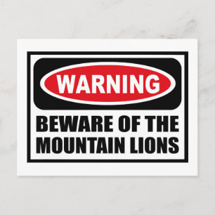Postale Avertissement ATTENTION DE LA MONTAGNE LIONS Carte