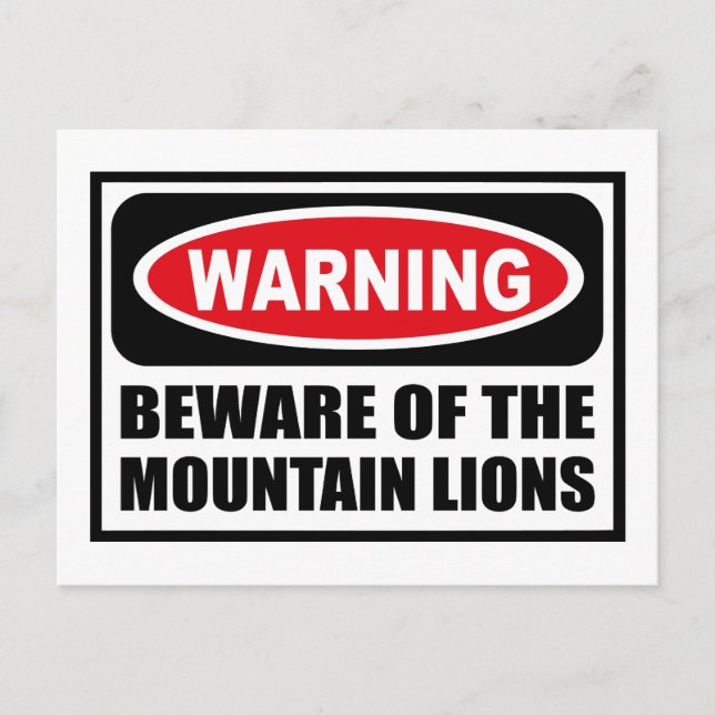 Postale Avertissement ATTENTION DE LA MONTAGNE LIONS Carte (Devant)