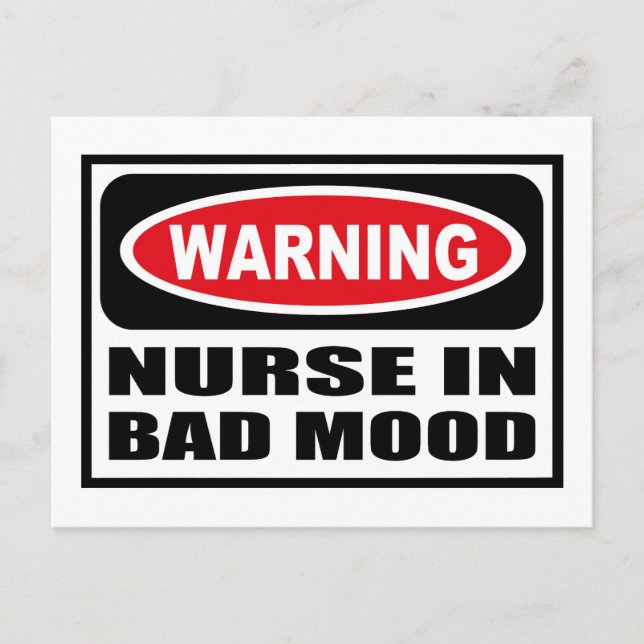 Postale Avertissement INFIRMIÈRE MAUVAISE HUMEUR Carte pos (Devant)