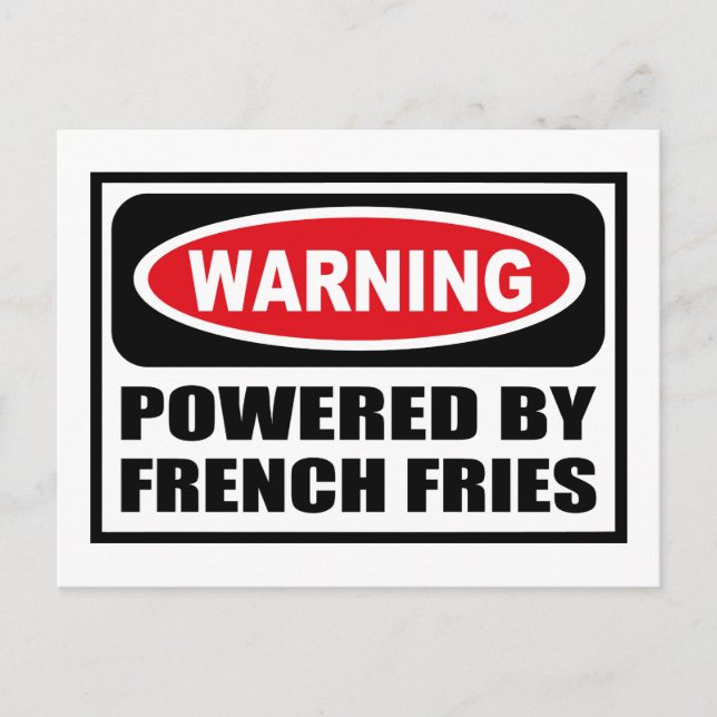 Postale Avertissement POWERED BY FRANÇAIS FRIES Carte post (Devant)