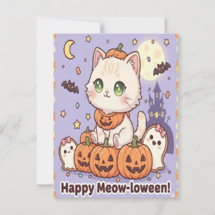 Postale awaii Chat en costume Citrouille Carte d'Halloween