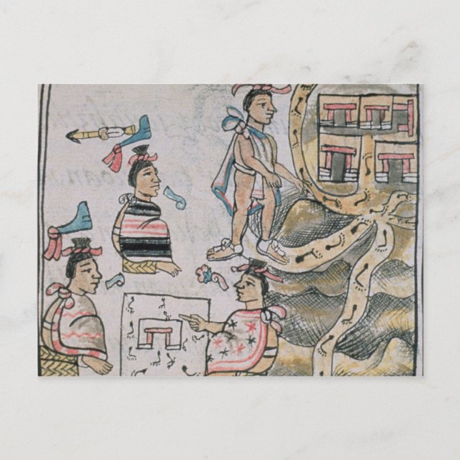 Postale Aztecs consultant et suivant la carte (Devant)