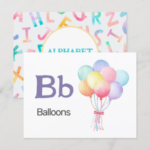 Postale B est pour les ballons - Carte Flash Alphabet