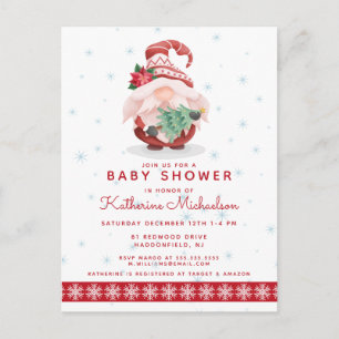 Postale Baby shower   Joyeux Noël Plaid Gnome Carte postal
