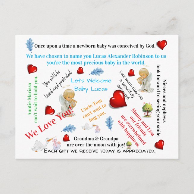 Postale Baby Shower pour l'arrivée de bébé sur carte posta (Devant)