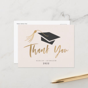 Postale Bac de diplôme et Tassel Gold Foil Blush carte pos