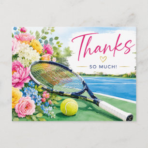 Postale Balle de tennis avec raquette bleue Carte de remer
