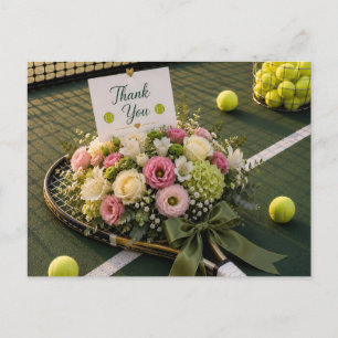Postale Balle de tennis avec raquette bleue Carte de remer