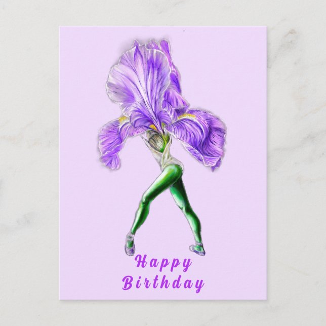 Postale Ballerina Iris Flower Ballet Dancer Carte Annivers (Devant)